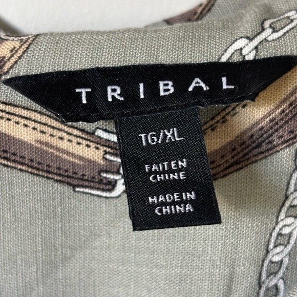 NWT Tribal LS Blouse Sage Leopard Chain in XL 16. NEW Business Casual - Picture 6 of 11